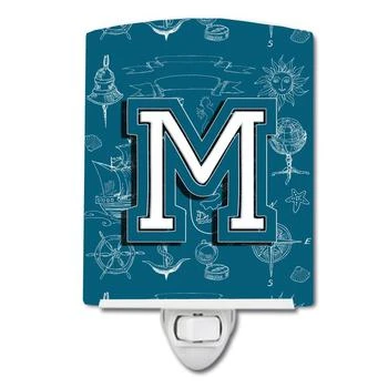 Caroline's Treasures | Letter M Sea Doodles Initial Alphabet Ceramic Night Light,商家Verishop,价格¥192