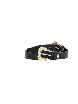 Versacejeanscuture 72Va6f17-71627 Leather Belt With Double Buckle with Black Logo