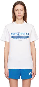 Sporty & Rich | White Ocean Sports T-Shirt商品图片,8折
