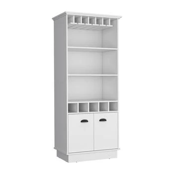 Depot E-Shop | Bar Cabinet with Wine Rack, three Open Storage Shelves and One Cabinet,White,商家Premium Outlets,价格¥2620