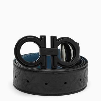 Salvatore Ferragamo | Salvatore Ferragamo Black/blue reversible Gancini belt商品图片,7.4折
