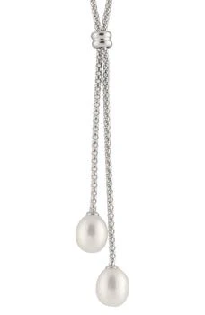 推荐White 7.5-8mm Cultured Freshwater Double Pearl Dangle Necklace商品