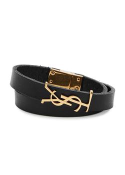 推荐Opyum black logo leather wrap bracelet商品