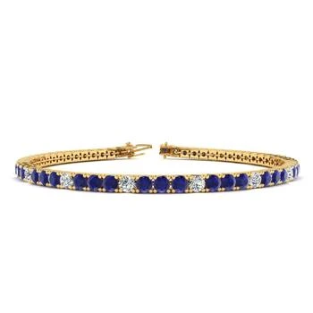 SSELECTS | 4 3/4 Carat Sapphire And Diamond Alternating Tennis Bracelet In 14 Karat Yellow Gold, 9 Inches,商家Premium Outlets,价格¥15927