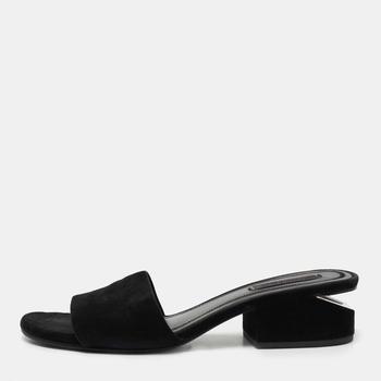 亚历山大王鞋, Alexander Wang | Alexander Wang Black Suede Lou Slide Sandals Size 36商品图片 4.9折