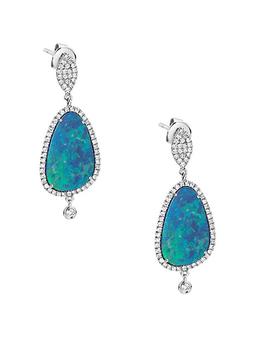 商品Meira T | 14K White Gold, Diamond, & Opal Drop Earrings,商家Saks Fifth Avenue,价格¥14318图片
