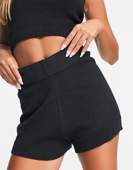 Topshop | Topshop cotton blend knitted short co-ord in black - BLACK商品图片,8.5折×额外9.5折, 额外九五折