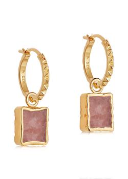 推荐Rhodochrosite mini 18kt gold vermeil hoop earrings商品