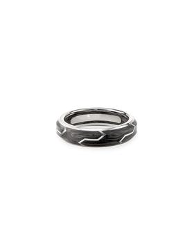 商品Men's Forged Carbon/18k White Gold Band Ring图片