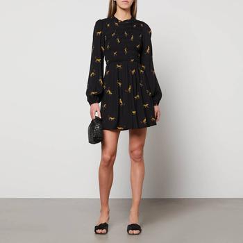 推荐Never Fully Dressed Women's Mini Leopards Swedish Dress - Black商品