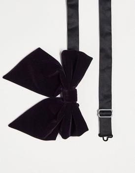 ASOS | ASOS DESIGN oversized bow tie in deep purple velvet商品图片,7.5折×额外8折x额外9.5折, 独家减免邮费, 额外八折, 额外九五折
