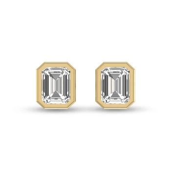 SSELECTS | Lab Grown 1 Carat Emerald Bezel Set Diamond Solitaire Earrings In 14k Yellow Gold,商家Premium Outlets,价格¥11731