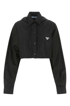 Prada | Prada Logo Plaque Cropped Shirt商品图片,