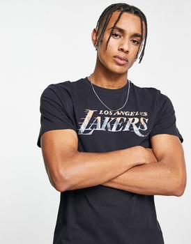 lakers评价, New Era | New Era LA Lakers city scape print t-shirt in navy商品图片 