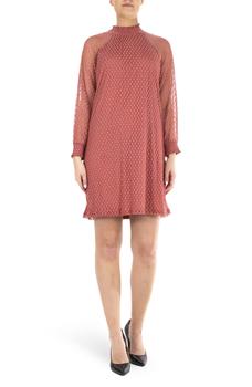 Nina Leonard | Shirred Mock Neck Long Sleeve Dress商品图片,5.4折