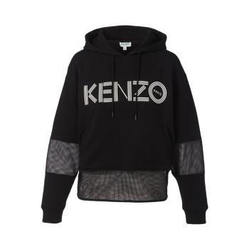 推荐KENZO 女士黑色棉质网眼细节连帽卫衣 FA52SW865952-99商品
