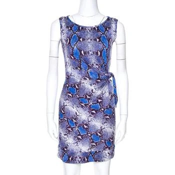 推荐Diane Von Furstenberg Blue Python Print Silk Jersey Della Dress XS商品