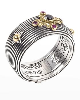 商品Delos Black Diamond & Ruby Cigar Band Ring, Size 7图片