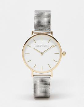 推荐Christin Lars stainless steel mesh strap bracelet watch in two tone silver and gold商品