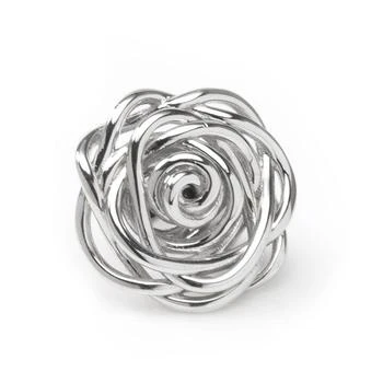 推荐Men's Sterling Silver Rhodium Plated Rose Lapel Pin商品