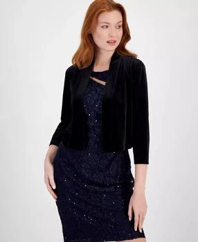 Connected | Women's Velvet 3/4-Sleeve Shrug Jacket,商家Macy's,价格¥201