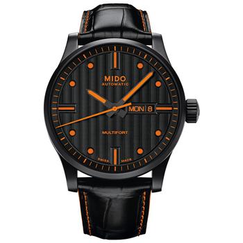 推荐Men's Swiss Automatic Multifort Black Leather Strap Watch 42mm商品