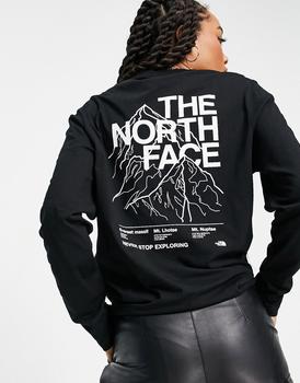 The North Face | The North Face Mountain Outline boyfriend fit long sleeve t-shirt in black Exclusive at ASOS商品图片,