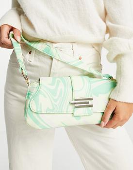 product ASOS DESIGN 70s shoulder bag in swirl print with hardware tab image
