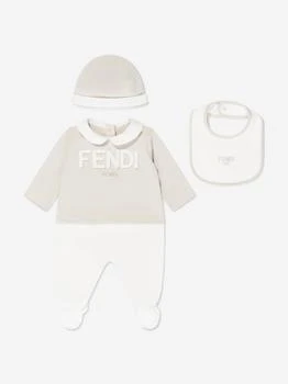 Fendi | Fendi Baby Logo Babygrow Gift Set in Beige,商家Childsplay Clothing,价格¥2857