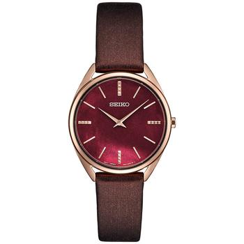 推荐Women's Essentials Brown Leather Strap Watch 32mm商品