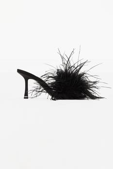 alexander wang鞋真假, Alexander Wang | LULU 85 FEATHER SLIDE SANDAL IN SATIN商品图片 