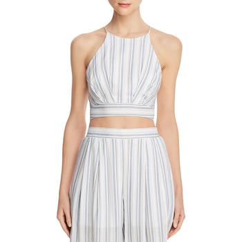 AQUA | Aqua Womens Striped High Neck Crop Top商品图片,1.2折×额外8.5折, 额外八五折