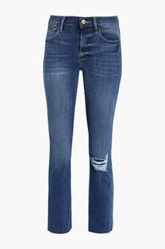 FRAME Distressed high-rise straight-leg jeans
