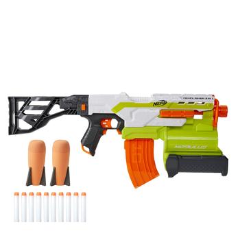 nerf, Nerf | NERF Modulus Demolisher 2-in-1 Motorized Blaster, Fires Darts and Rockets, Includes 10 Elite Darts, Banana Clip, 2 Rockets, Stock (Amazon Exclusive)商品图片 