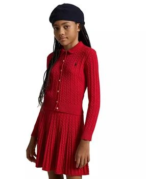 Ralph Lauren | Girls 7-16 2-Piece Cotton Polo Cardigan Sweater and Skirt Set,商家Macy's,价格¥920
