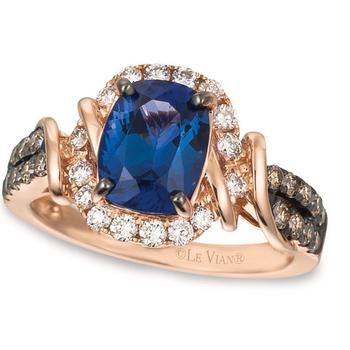 商品Ladies Blueberry Tanzanite Ring set in 14K Strawberry Gold图片
