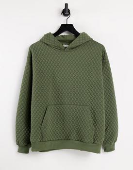 ASOS | ASOS DESIGN oversized quilted hoodie in khaki商品图片,6折