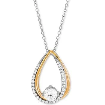 Macy's | Cubic Zirconia Teardop 18" Pendant Necklace in Sterling Silver & 14k Gold-Plate,商家Macy's,价格¥930