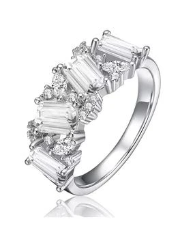 Genevive | Sterling Silver Cubic Zirconia Radiant Cluster Ring,商家Macy's,价格¥263