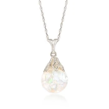 Ross-Simons | Ross-Simons Floating Opal Pendant Necklace in 14kt White Gold,商家Premium Outlets,价格¥1927