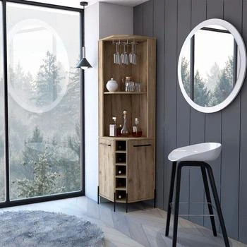 FM Furniture | Reese Corner Bar Cabinet, Two Shelves, Double Door Cabinet, Five Wine Cubbies,商家Verishop,价格¥2741