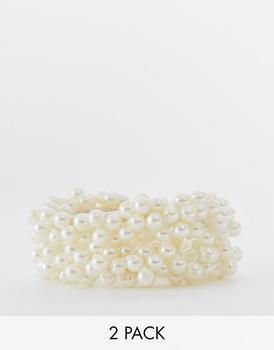 ASOS | ASOS DESIGN pack of 2 hairbands in faux pearl bead design商品图片,7.4折