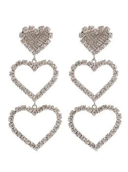 Alessandra Rich | Silver-tone Pendant Earrings Hearts Design with Crystal Embellishment in Brass,商家Baltini,价格¥2087