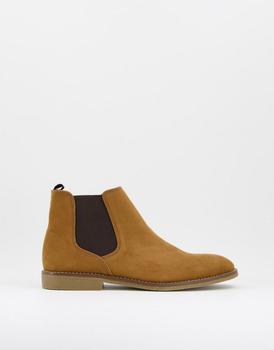 product Topman faux suede chelsea boots in tan image