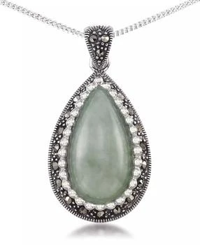 Macy's | Jade (19 x 10mm) & Marcasite Teardrop Pendant on 18" Chain in Sterling Silver,商家Macy's,价格¥368