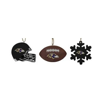 Memory Company | The Baltimore Ravens Three-Pack Helmet, Football and Snowflake Ornament Set,商家Macy's,价格¥224