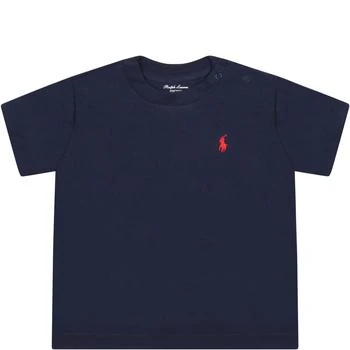 推荐Blue T-shirt For Baby Kids With Iconic Pony Logo商品