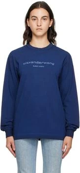 Alexander Wang | Navy Printed Long Sleeve T-Shirt 4.1折