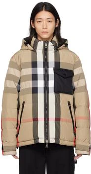 Burberry | Beige Check Reversible Down Jacket 6.9折