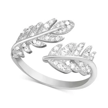 Essentials | Cubic Zirconia Leaf Open Silver Plate Ring,商家Macy's,价格¥141